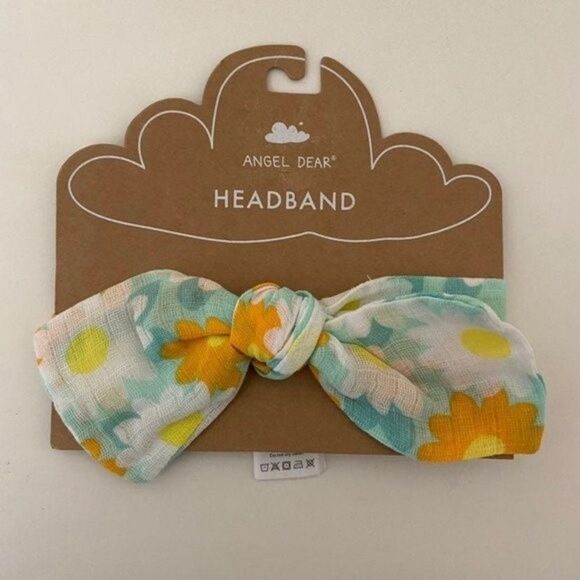 Angel Dear Floral Muslin Knotted Bow Headband Baby Girls Size 0-12 Months NEW - Picture 1 of 4